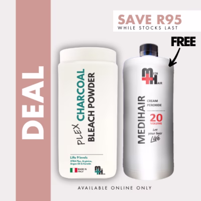 Plex Charcoal Bleach Powder 450g + 20 Vol Cream Peroxide 1l